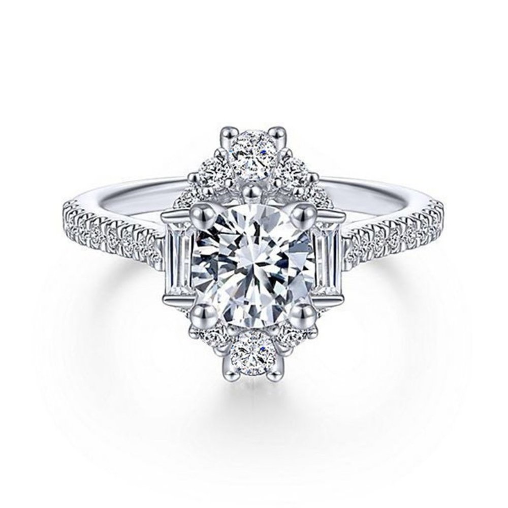 💥 Plain Romantic Gemstone CZ Thin Wedding Rings for Women, EVGG1586
